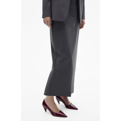Mango Slit Pencil Maxi Skirt In Grey