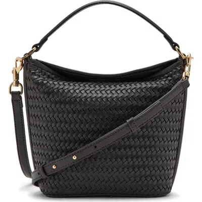 Mango Small Braided Bucket Bag In Black