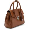 Mango Small City Faux Leather Handbag In Brown