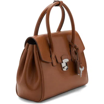 Mango Small City Faux Leather Handbag In Brown