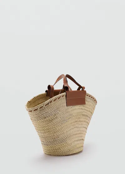 Mango Petit Panier Anse Double Fibre Naturelle Marron Moyen - Femme - Taille Unique -