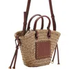 Mango Small Double Handle Tote In Straw/leather