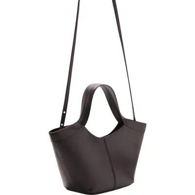 Mango Small Leather Bag In Brown