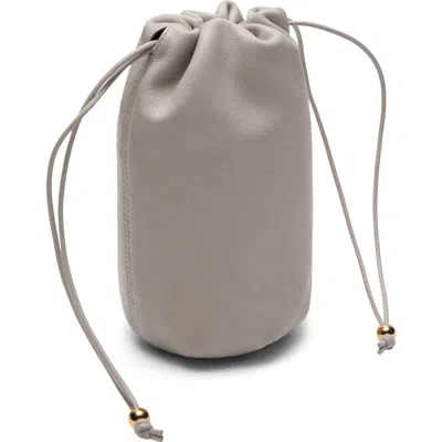 Mango Small Leather Bucket Bag In Gray