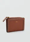 Mango Petit Portefeuille Simili-cuir Marron Moyen - Femme - Taille Unique -