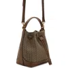 Mango Small Logo Jacquard Bucket Bag In Brown