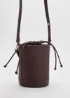 Mango Small Raffia Bucket Bag Chocolate