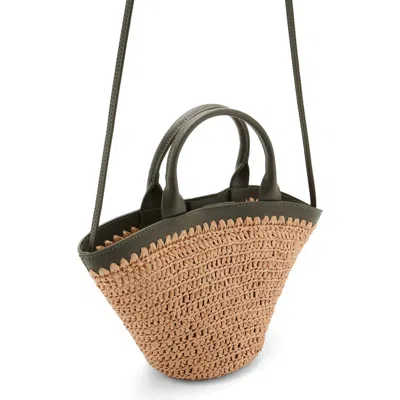 Mango Small Raffia Bucket Bag In Green