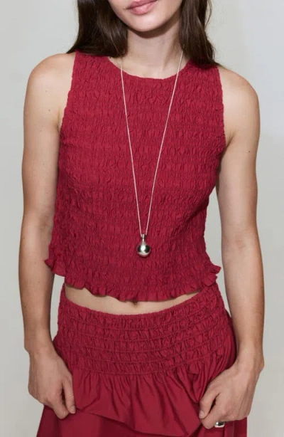 Mango Smocked Tank In Red