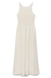 Mango Smocked Tie Back Sleeveless Maxi Dress In Off White