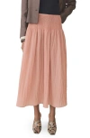 Mango Smocked Waist Maxi Skirt In Pink