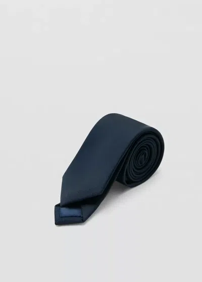 Mango Smooth Micro-structured Tie In Navy