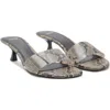 Mango Snake Print Kitten Heel Slide Sandal In Beige