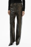 Mango Snakeskin Effect Faux Leather Straight Pants In Beige