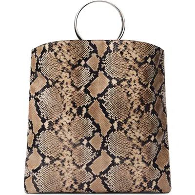 Mango Snakeskin Embossed Leather Tote