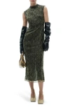 Mango Snakeskin Print Open Back Organza Midi Dress