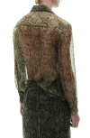 Mango Snakeskin Print Semisheer Organza Button-up Shirt In Ecru