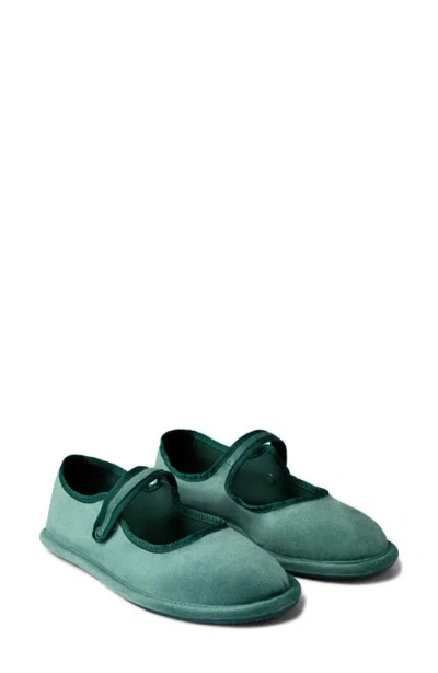 Mango Snap Strap Velour Ballet Flat In Green