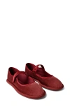 Mango Snap Strap Velour Ballet Flat In Medium Pink