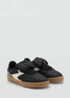 Mango Sneakers With Folded Tongue Black In White