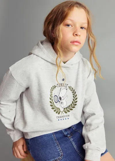 Mango Kids' Snoopy-print Sweatshirt Light Heather Grey In Gray