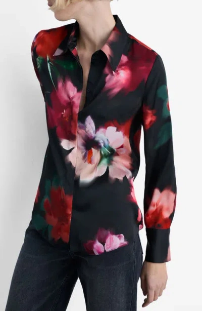 Mango Soffy Floral Button-up Shirt In Black