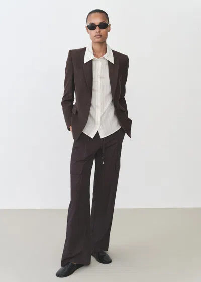 Mango Soft Cargo Trousers Charcoal