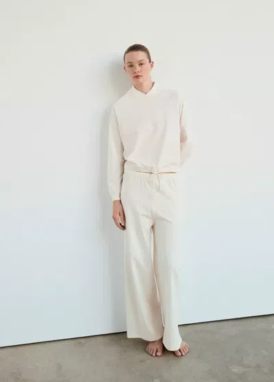 Mango Soft Cotton Sweatshirt With Drawstring Detail In Ivory White