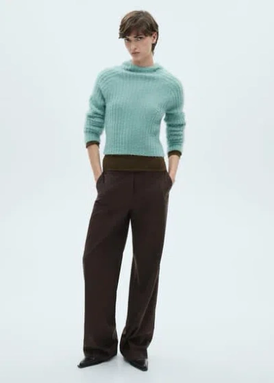 Mango Pull-over Capuche Toucher Doux Turquoise - Femme - Xs -