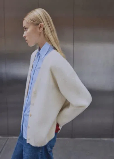 Mango Soft Finished Cardigan Ecru
