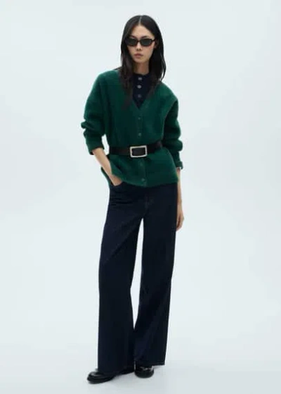 Mango Soft Finished Cardigan Petrol Blue