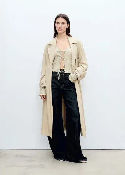 Mango Soft Trench Coat With Belt In Light/pastel Grey