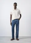 Mango Solid 100% Cotton Polo In Ecru