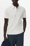 Mango Solid Cotton Blend Piqué Polo In White