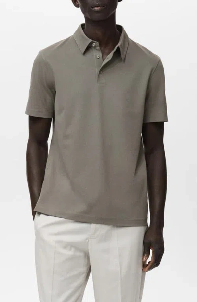 Mango Solid Cotton Blend Piqué Polo In Green