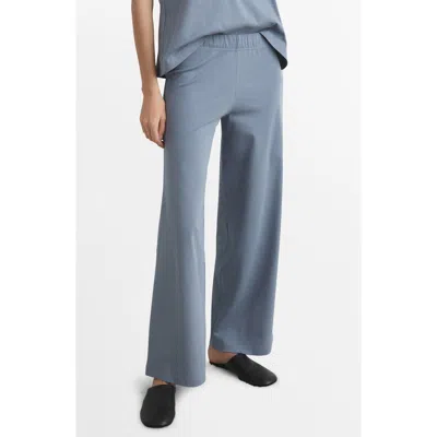 Mango Solid Cotton Pajama Pants In Blue