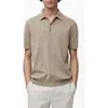 Mango Solid Cotton Polo Sweater In Brown