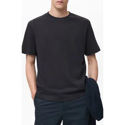 Mango Solid Cotton T-shirt In Black