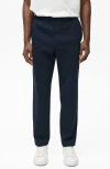 Mango Slim Fit Flat Front Linen Pants In Night Blue