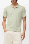 Mango Solid Johnny Collar Cotton Blend Piqué Polo In Green