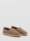 Mango Solid Leather Espadrille In Sand