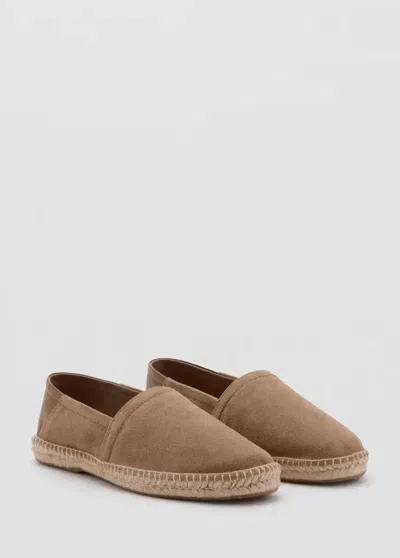 Mango Solid Leather Espadrille In Sand