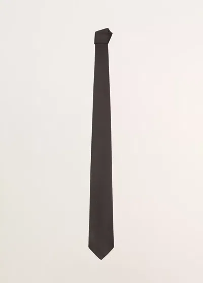 Mango Solid Linen-silk-blend Tie In Brown