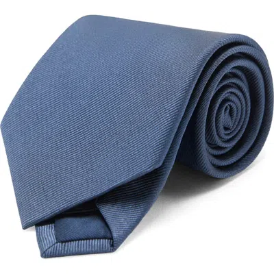 Mango Solid Silk Blend Twill Tie In Blue