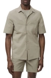 Mango Solid Stretch Cotton Blend Camp Shirt In Green