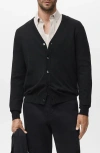 Mango Solid Wool Cardigan In Black
