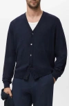 Mango Solid Wool Cardigan In Blue