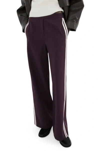 Mango Sophie Stripe Pants In Burgundy