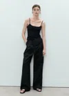 Mango Spaghetti Strap Top Black