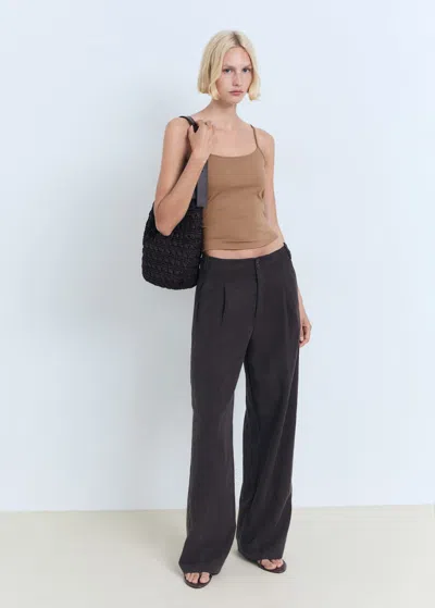 Mango Top À Fines Bretelles Marron - Femme - Xxl -